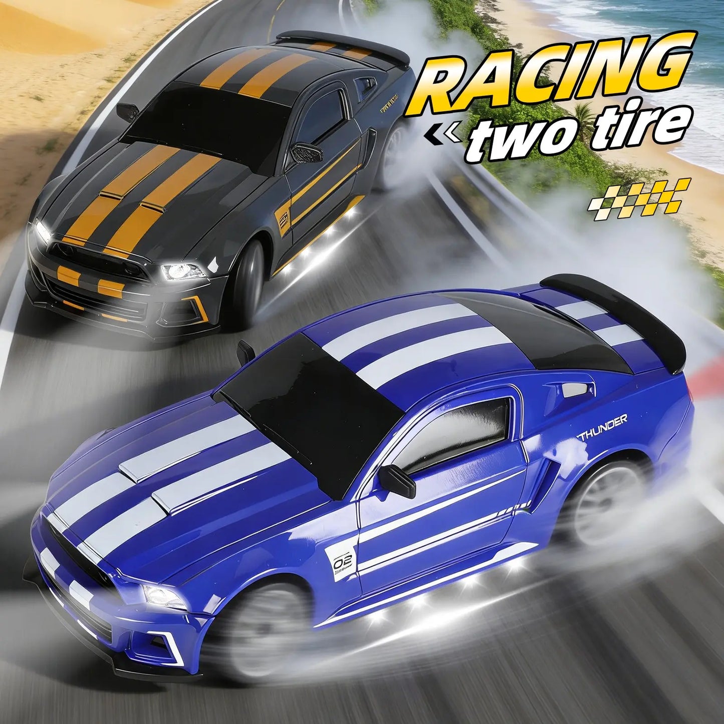 Unleash the Fun with the 1:24 Scale Remote Control Drift Car - 2.4Ghz 4WD RC Car with LED Lights - The Ultimate Birthday Gift for Kids!
