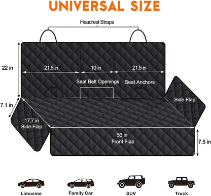 Ultimate Dog Car Seat Cover - Waterproof, Non-Slip Back Seat Protector for Dogs and Kids - Fits Most Cars, Trucks, and SUVs - Black
