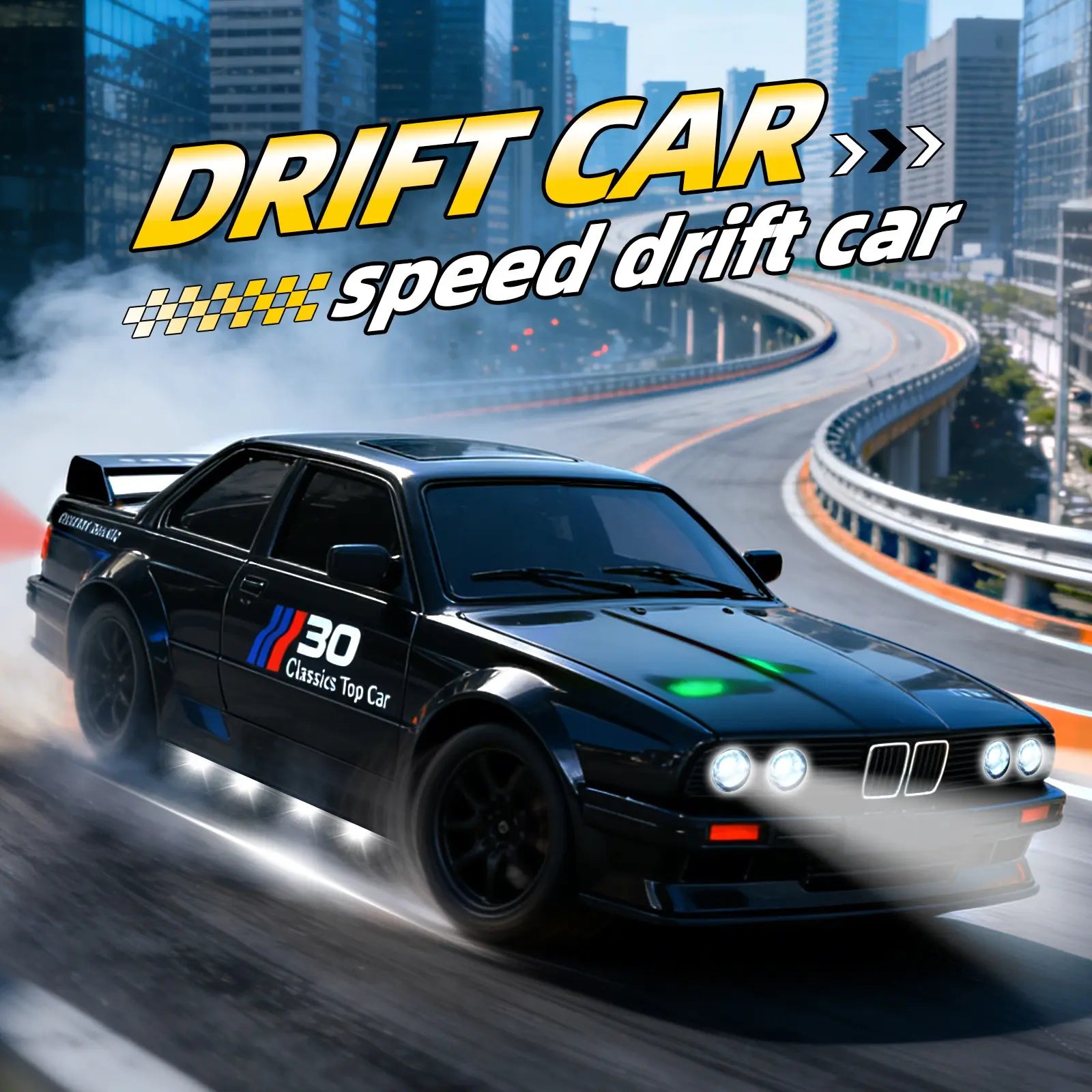 Unleash the Fun with the 1:24 Scale Remote Control Drift Car - 2.4Ghz 4WD RC Car with LED Lights - The Ultimate Birthday Gift for Kids!
