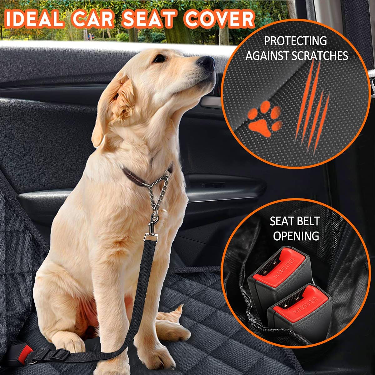 Ultimate Dog Car Seat Cover - Waterproof, Non-Slip Back Seat Protector for Dogs and Kids - Fits Most Cars, Trucks, and SUVs - Black