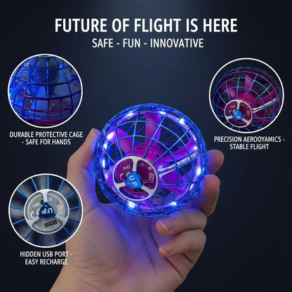 Experience the Magic of the Levitating Induction Flying Ball - A Glow Gyro for Ultimate Fingertip Fun and Outdoor Training!