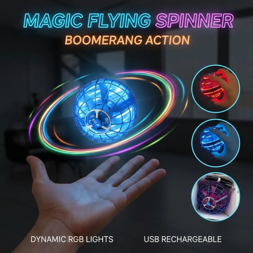 Experience the Magic of the Levitating Induction Flying Ball - A Glow Gyro for Ultimate Fingertip Fun and Outdoor Training!